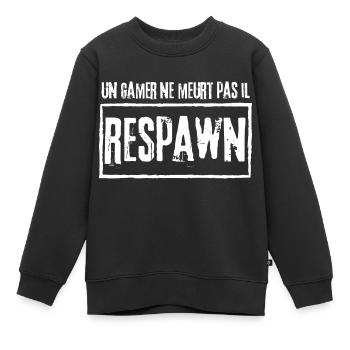 un gamer ne meurt pas il respawn - Sweat Premium enfant bio - noir - Devant - AI Model Kid Female (0cm)