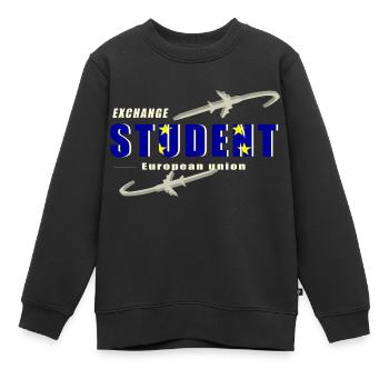 Échange d’étudiants Union européenne - Sweat Premium enfant bio - noir - Devant - AI Model Kid Female (0cm)