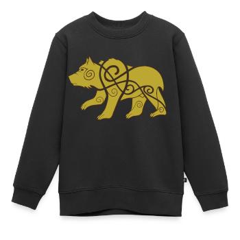 Un druide viking, métamorphe en forme d’ours - Sweat Premium enfant bio - noir - Devant - AI Model Kid Female (0cm)