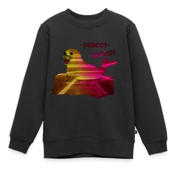 Disko Retro Seehund - Kinder Premium Organic Sweatshirt - Schwarz - Vorne - AI Model Kid Female (0cm)
