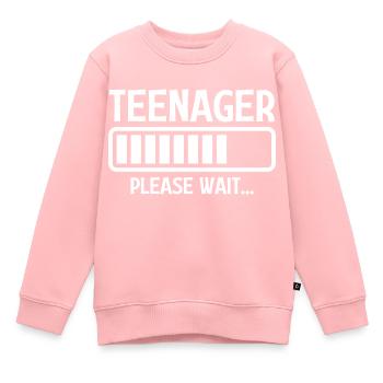Adolescent S’il vous plaît attendre - Sweat Premium enfant bio - rose - Devant - AI Model Kid Female (0cm)