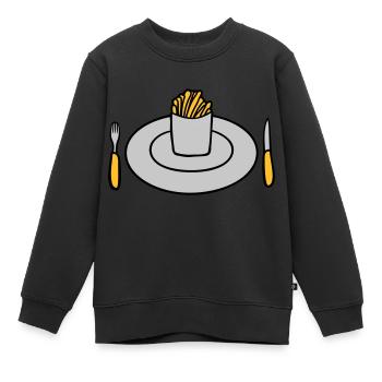 Teller Pommes Frites - Kinder Premium Organic Sweatshirt - Schwarz - Vorne - AI Model Kid Female (0cm)