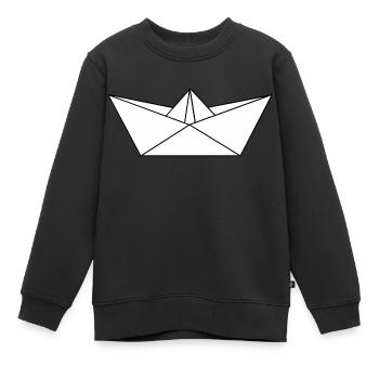 Folding Ship / Paper Ship - Kids Premium Organic Sweatshirt - black - Front - AI Model Kid Female (0cm)