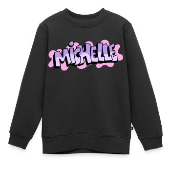 Grafitti Name Michelle - Kids Premium Organic Sweatshirt - black - Front - AI Model Kid Female (0cm)