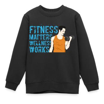 fitness matters wellness works - Kinder Premium Organic Sweatshirt - Schwarz - Vorne - AI Model Kid Female (0cm)
