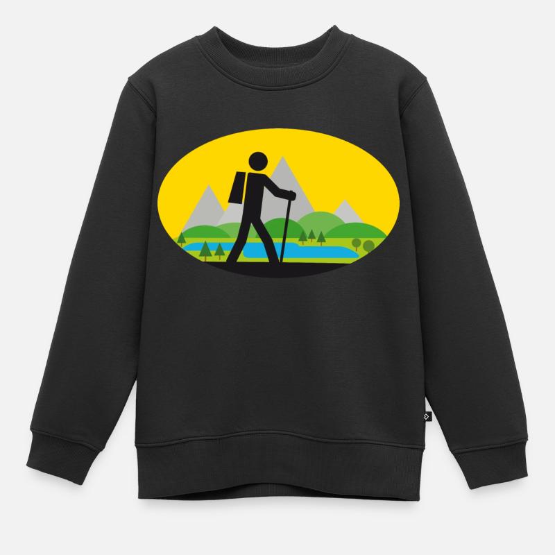 Randonneurs avec paysage - Sweat Premium enfant bio - noir