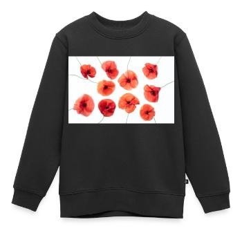 COQUELICOT Rouge Blanc - Sweat Premium enfant bio - noir - Devant - AI Model Kid Female (0cm)
