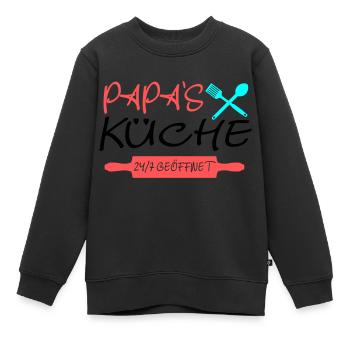 Papas Küche 24h - Kinder Premium Organic Sweatshirt - Schwarz - Vorne - AI Model Kid Female (0cm)