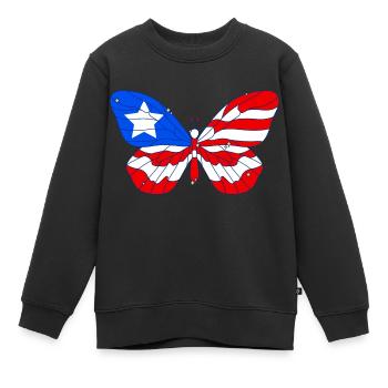 PR Drapeau Butterfly Heritage Porto Rico - Sweat Premium enfant bio - noir - Devant - AI Model Kid Female (0cm)