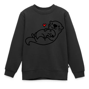 Kleine Otter-Familie - Kinder Premium Organic Sweatshirt - Schwarz - Vorne - AI Model Kid Female (0cm)
