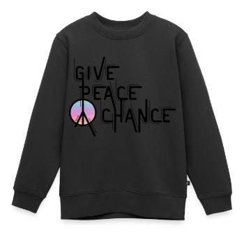 Frieden, Zitat, Tag des Friedens, Friedenszeichen - Kinder Premium Organic Sweatshirt - Schwarz - Vorne - AI Model Kid Female (0cm)