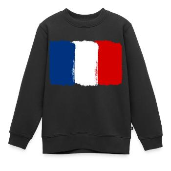 Frankreich Flagge used look - Kinder Premium Organic Sweatshirt - Schwarz - Vorne - AI Model Kid Female (0cm)