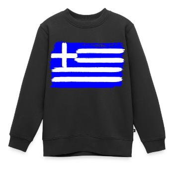 Griechenland Flagge used look - Kinder Premium Organic Sweatshirt - Schwarz - Vorne - AI Model Kid Female (0cm)