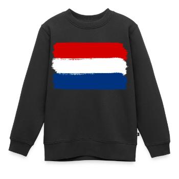 Holland Flagge used look - Kinder Premium Organic Sweatshirt - Schwarz - Vorne - AI Model Kid Female (0cm)