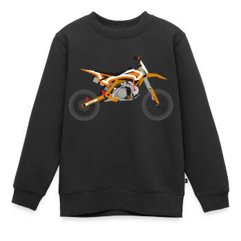 super Moto Orange Blanc - Sweat Premium enfant bio - noir - Devant - AI Model Kid Female (0cm)