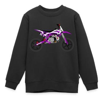 super Moto Violet Blanc - Sweat Premium enfant bio - noir - Devant - AI Model Kid Female (0cm)