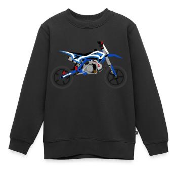 super Moto Bleu Blanc - Sweat Premium enfant bio - noir - Devant - AI Model Kid Female (0cm)