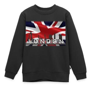 Londres - Sweat Premium enfant bio - noir - Devant - AI Model Kid Female (0cm)