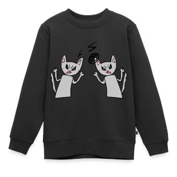 Katzen streit wut wütend katze - Kinder Premium Organic Sweatshirt - Schwarz - Vorne - AI Model Kid Female (0cm)