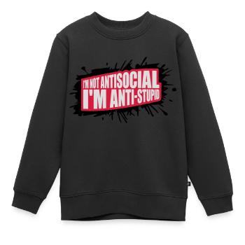 pas antisocial anti-stupide - Sweat Premium enfant bio - noir - Devant - AI Model Kid Female (0cm)