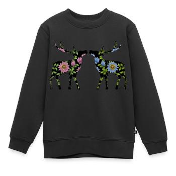 Cerf - Sweat Premium enfant bio - noir - Devant - AI Model Kid Female (0cm)