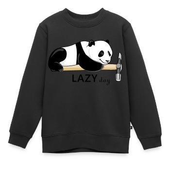 Fauler Panda. Fauler Tag - Kinder Premium Organic Sweatshirt - Schwarz - Vorne - AI Model Kid Female (0cm)