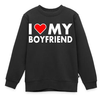 I love my boyfriend - Kinder Premium Organic Sweatshirt - Schwarz - Vorne - AI Model Kid Female (0cm)