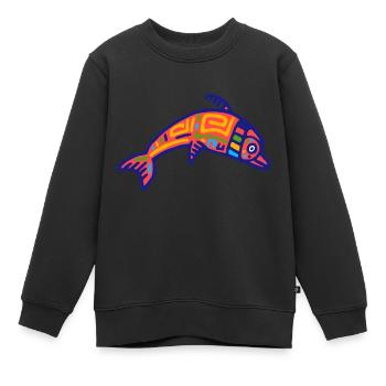Culture inca, dauphin - Sweat Premium enfant bio - noir - Devant - AI Model Kid Female (0cm)