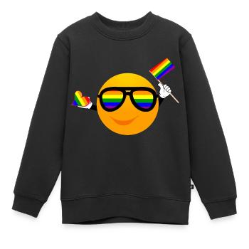 SMILE EMOTICONE LGBTQ - Sweat Premium enfant bio - noir - Devant - AI Model Kid Female (0cm)