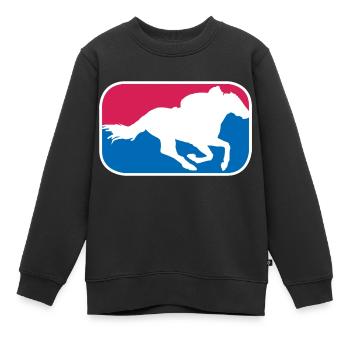 Rennpferd reiten Reitsport Pferde lustige Geschenk - Kinder Premium Organic Sweatshirt - Schwarz - Vorne - AI Model Kid Female (0cm)