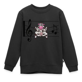 Musik Liebe Kuh im Glück in Noten - Kinder Premium Organic Sweatshirt - Schwarz - Vorne - AI Model Kid Female (0cm)
