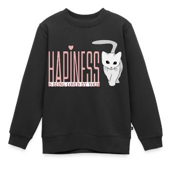 Happiness is being loved by your cat - Kinder Premium Organic Sweatshirt - Schwarz - Vorne - AI Model Kid Female (0cm)
