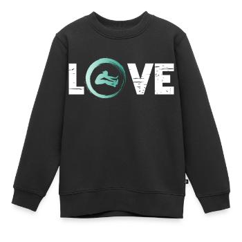 Sporty Hobby Leidenschaft Weitsprung - Kinder Premium Organic Sweatshirt - Schwarz - Vorne - AI Model Kid Female (0cm)