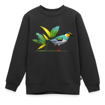 Oiseau - Sweat Premium enfant bio - noir - Devant - AI Model Kid Female (0cm)