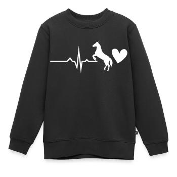 J’aime mon cheval Sport équestre Amour du cheval - Sweat Premium enfant bio - noir - Devant - AI Model Kid Female (0cm)