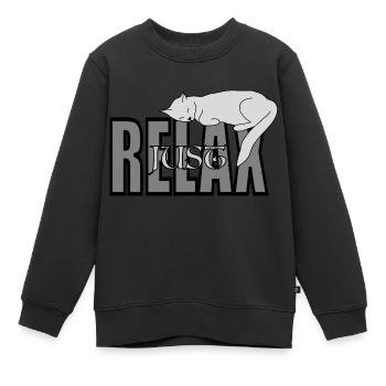 Cat Just Relax - Kinder Premium Organic Sweatshirt - Schwarz - Vorne - AI Model Kid Female (0cm)