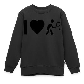 Cooles „I Love Tennis“ Design für sie und ihn - Kinder Premium Organic Sweatshirt - Schwarz - Vorne - AI Model Kid Female (0cm)