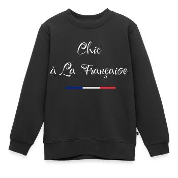 Chic à la française - Sweat Premium enfant bio - noir - Devant - AI Model Kid Female (0cm)