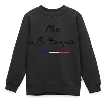 Chic à la française - Sweat Premium enfant bio - noir - Devant - AI Model Kid Female (0cm)