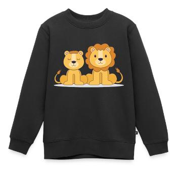 Little lions - Kids Premium Organic Sweatshirt - black - Front - AI Model Kid Female (0cm)
