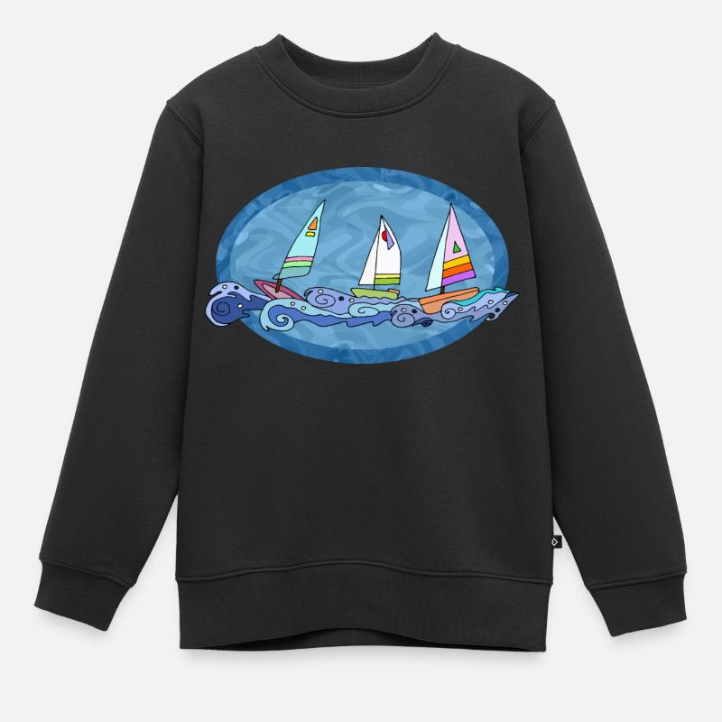 Voiliers - Sweat Premium enfant bio - noir