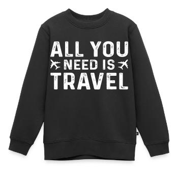 All you need is Travel - Kinder Premium Organic Sweatshirt - Schwarz - Vorne - AI Model Kid Female (0cm)