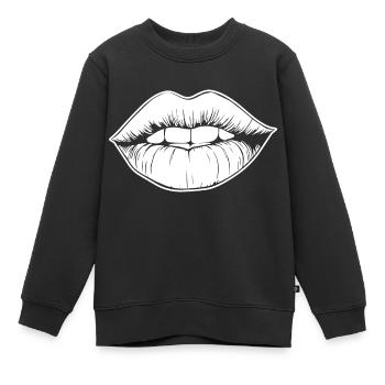 Lèvres, bouche, baisers lèvres - Sweat Premium enfant bio - noir - Devant - AI Model Kid Female (0cm)