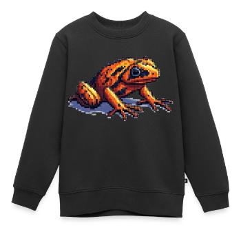 Poison dart frog in cool retro pixel graphics - Kids Premium Organic Sweatshirt - black - Front - AI Model Kid Female (0cm)