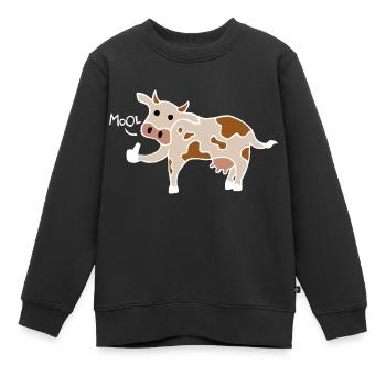 Mool / Cool Cow Thumbs Up (Blanc) - Sweat Premium enfant bio - noir - Devant - AI Model Kid Female (0cm)