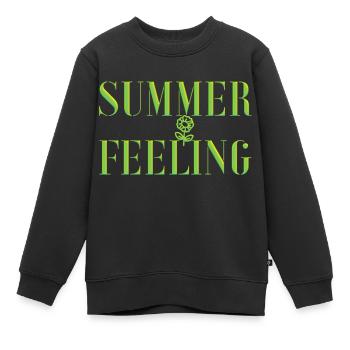 SENSATION D’ÉTÉ avec fleur - Sweat Premium enfant bio - noir - Devant - AI Model Kid Female (0cm)
