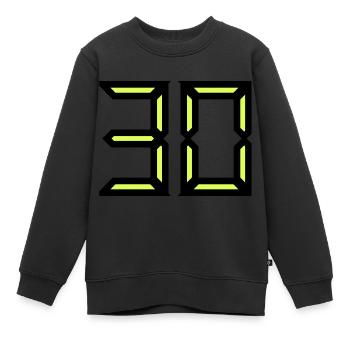 30. 30 ANS. 30e ANNIVERSAIRE. ANNIVERSAIRE 30 ANS. - Sweat Premium enfant bio - noir - Devant - AI Model Kid Female (0cm)