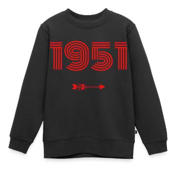 Né en 1951 - Sweat Premium enfant bio - noir - Devant - AI Model Kid Female (0cm)