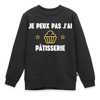 je peux pas j'ai pâtisserie - Sweat Premium enfant bio - noir - Devant - AI Model Kid Female (0cm)
