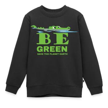 Be green. Save the planet earth. - Kinder Premium Organic Sweatshirt - Schwarz - Vorne - AI Model Kid Female (0cm)